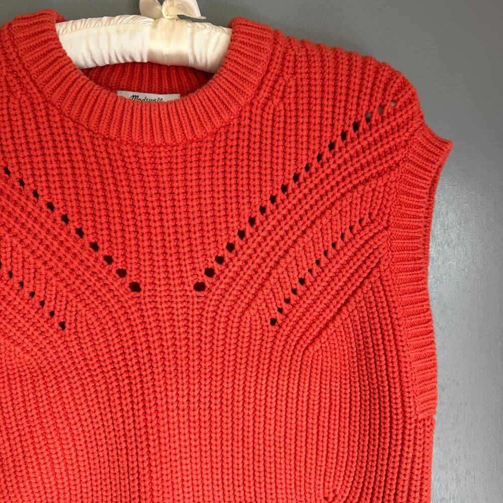 MADEWELL Women's Small Vibrant Orange Knit Sleeveless Sweater Vest Colorful Boho - Picture 8 of 8
